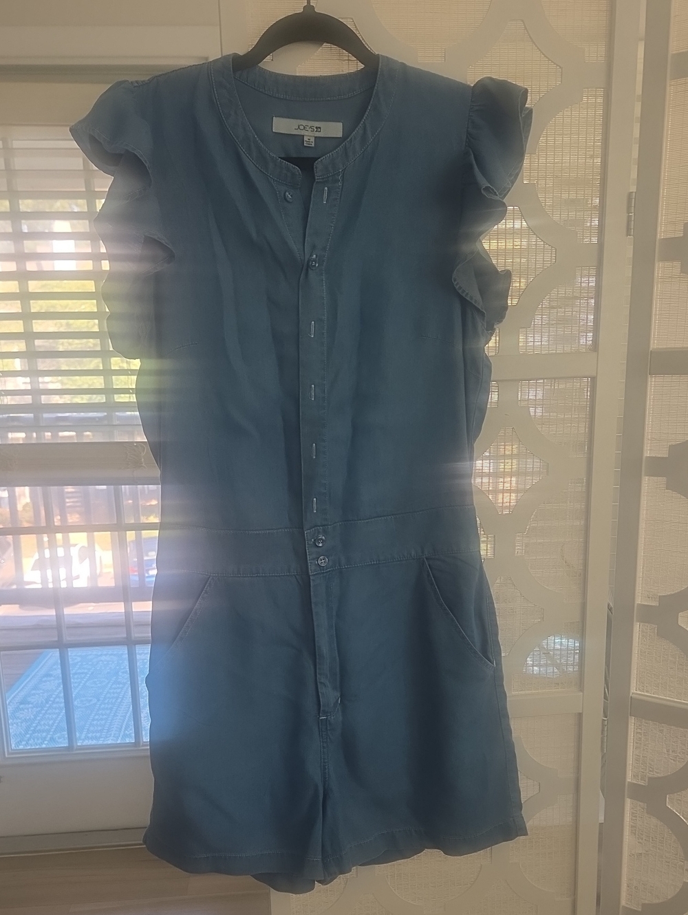 Joe's Jeans Blue Ruffle Sleeve One-Piece Romper